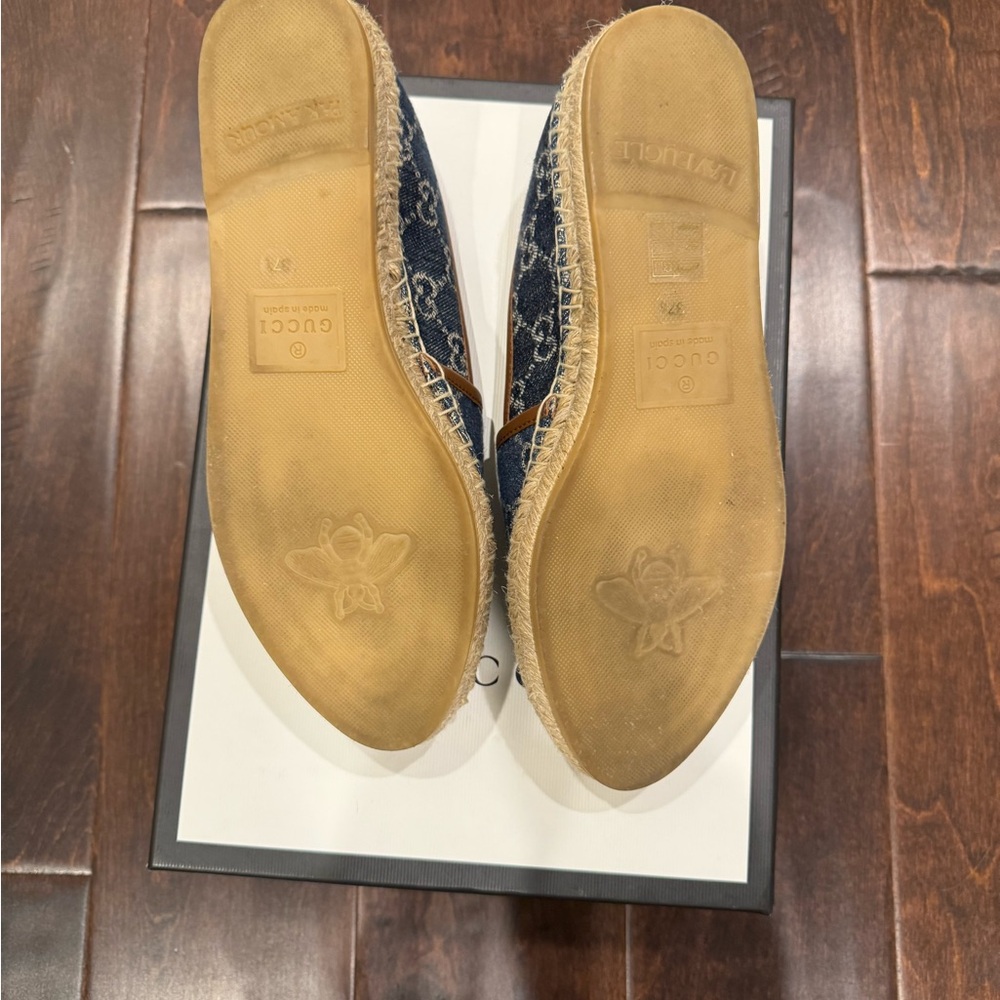 Gucci Denim Blue Espadrilles with Brown Trim - Picture 4 of 4